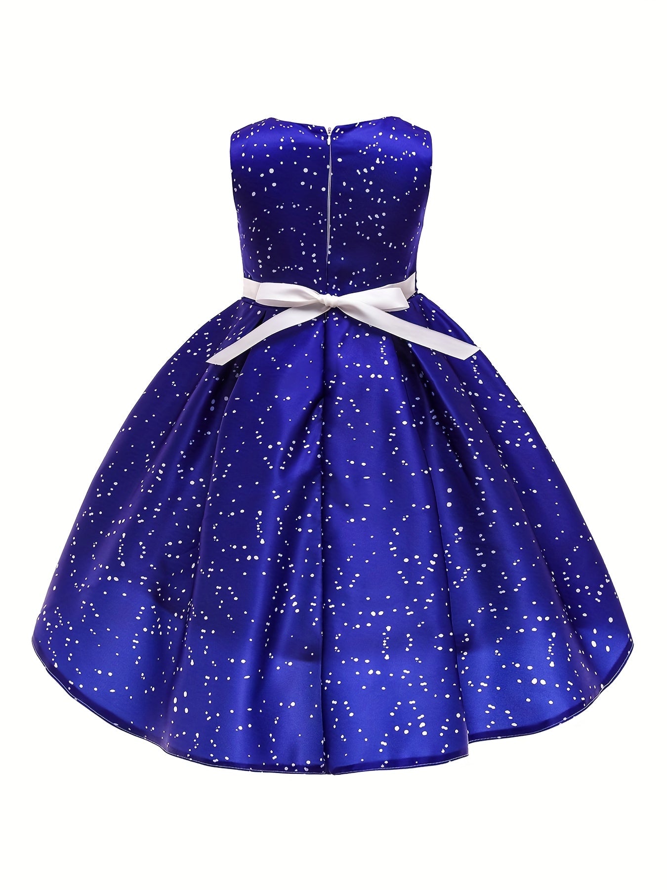 Girl's Christmas Princess Dress with Santa Print - Holiday Party Dress