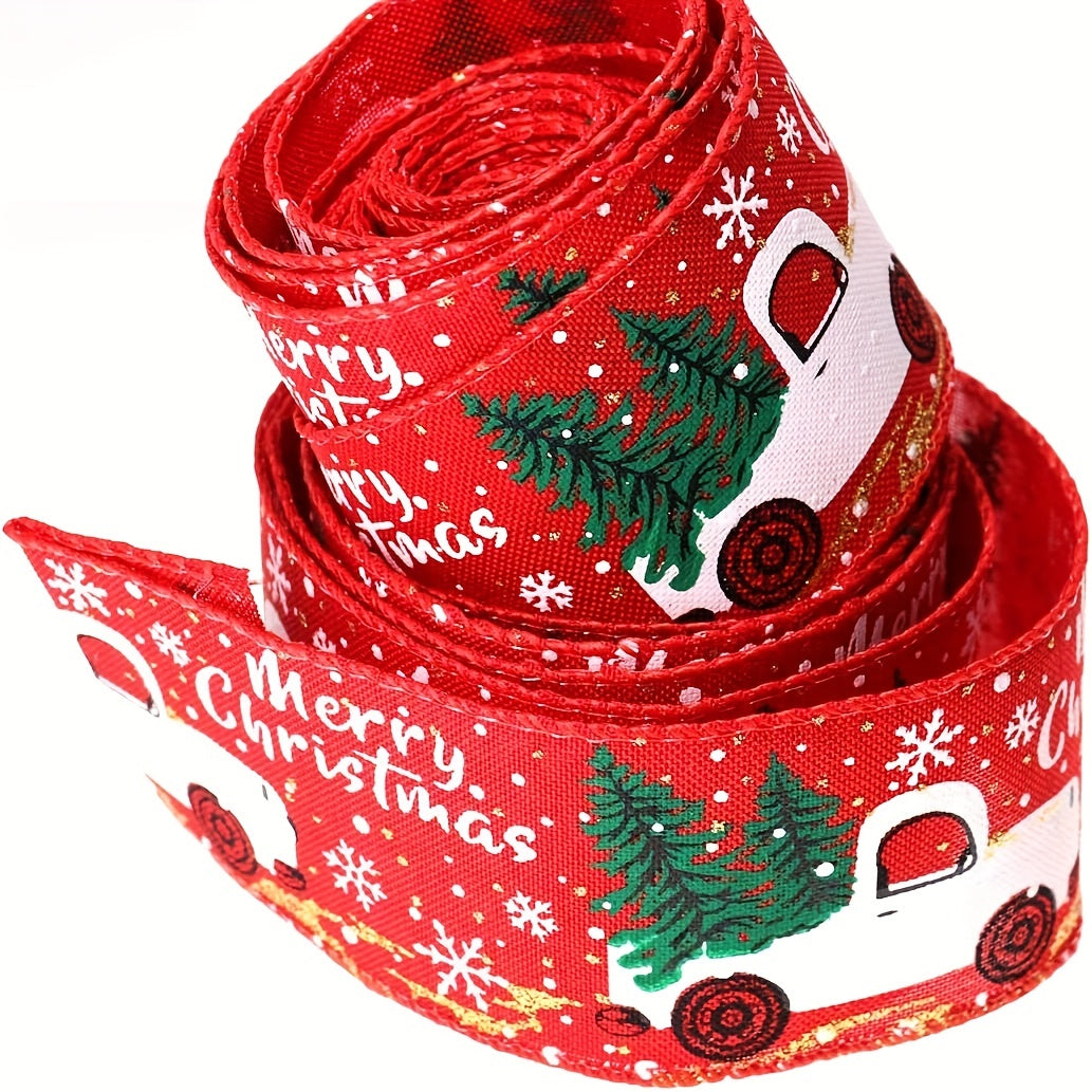 1pc 4 57 Meter Christmas Ribbon Wired Red Truck Burlap Ribbon