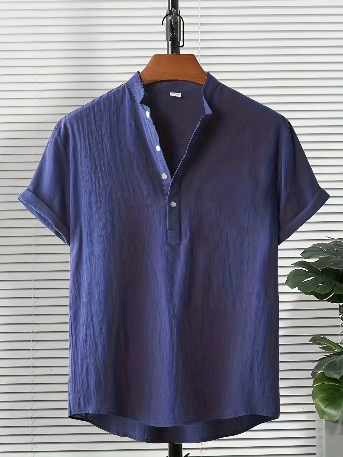 Solid Men's Casual Short Sleeve Shirt for Summer Vacation Resort