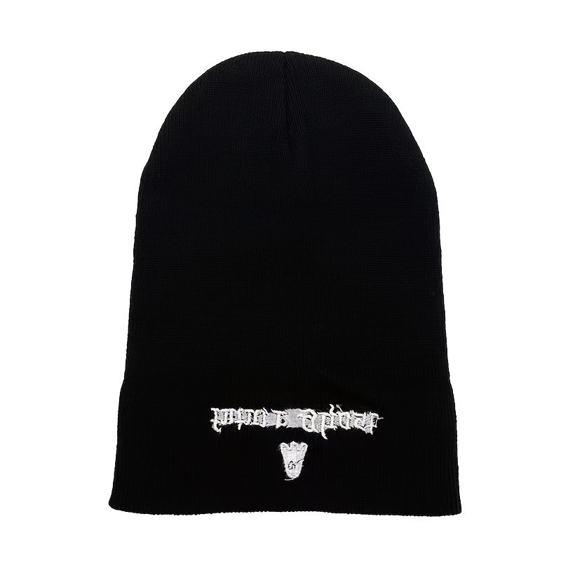 Embroidered Cotton Beanie Letter Print Warm Hat
