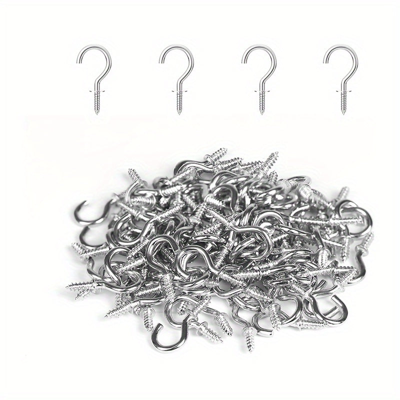 105pcs Cup Hooks Screw-in Kit for Hanging Jewelry Silvery