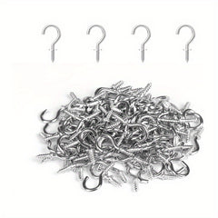 105pcs Cup Hooks Screw-in Kit for Hanging Jewelry Silvery