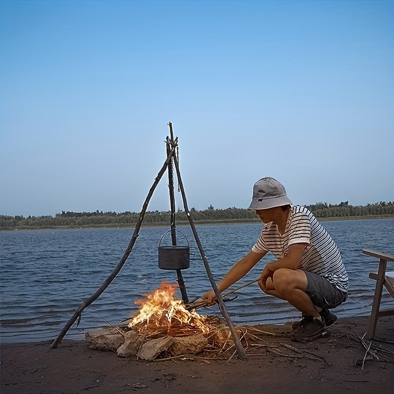 Stainless Steel Campfire Tripod with Adjustable Chain for Outdoor Cooking