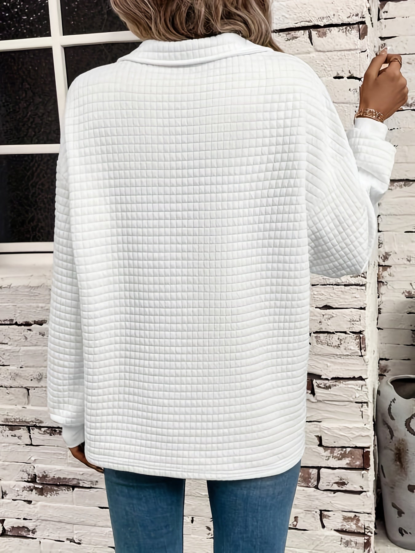 Letter Print Lapel Neck Sweatshirt Casual Long Sleeve Loose