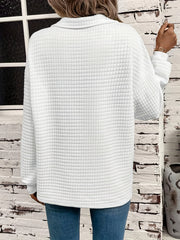 Letter Print Lapel Neck Sweatshirt Casual Long Sleeve Loose