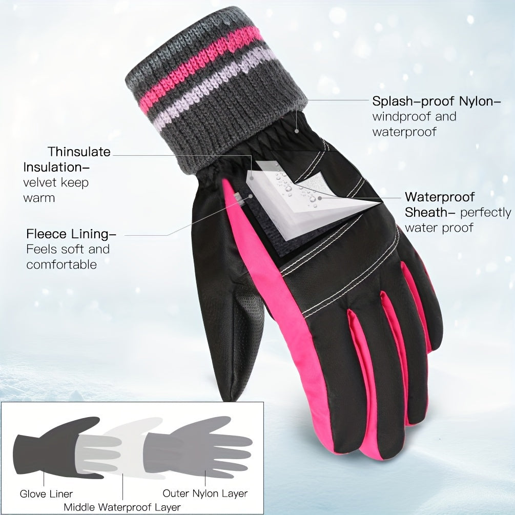 Kids Thickened Skiing Gloves Winter Warm Keeping Gloves