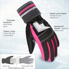 Kids Thickened Skiing Gloves Winter Warm Keeping Gloves