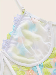Floral Embroidered Backless Underwire Bra