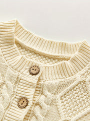 Baby Knit Bodysuit Button Down Short Sleeve Sweater Romper