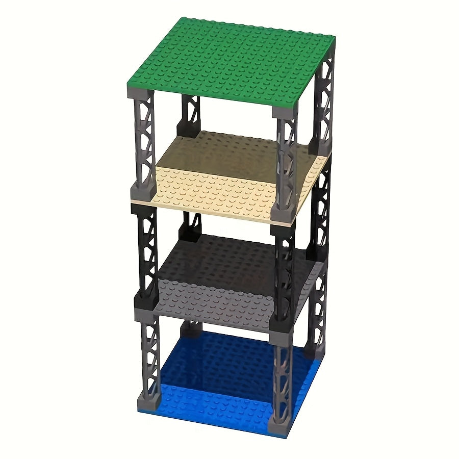 16 Point Building Block Base Dual Sided Board Toy Red Yellow Grey Green
