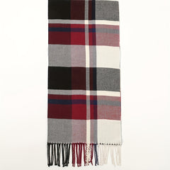 Men's Casual Geometric Plaid Tassel Scarf