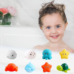 9pcs Kids Bath Toy Set with Fishing Net and Animal Toys