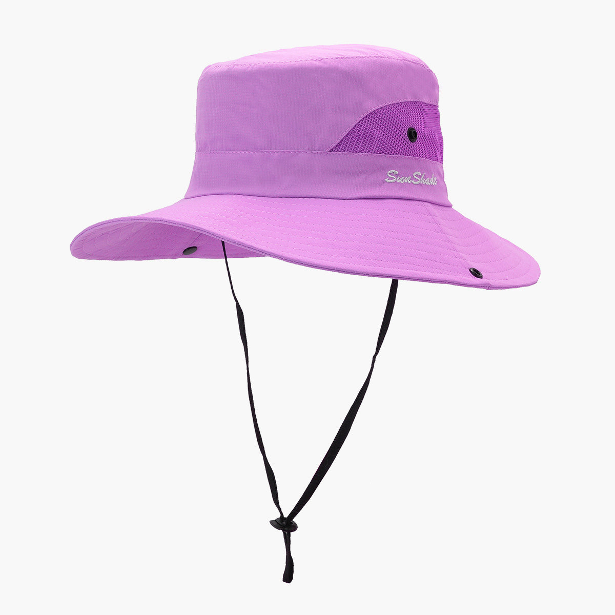 Embroidery Mesh Bucket Hat Wide Brim Women Boonie Hats