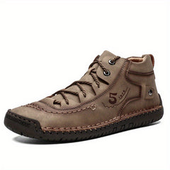 Men's Stitch Mid Top Lace Up Boots Non Slip Outdoor Shoes