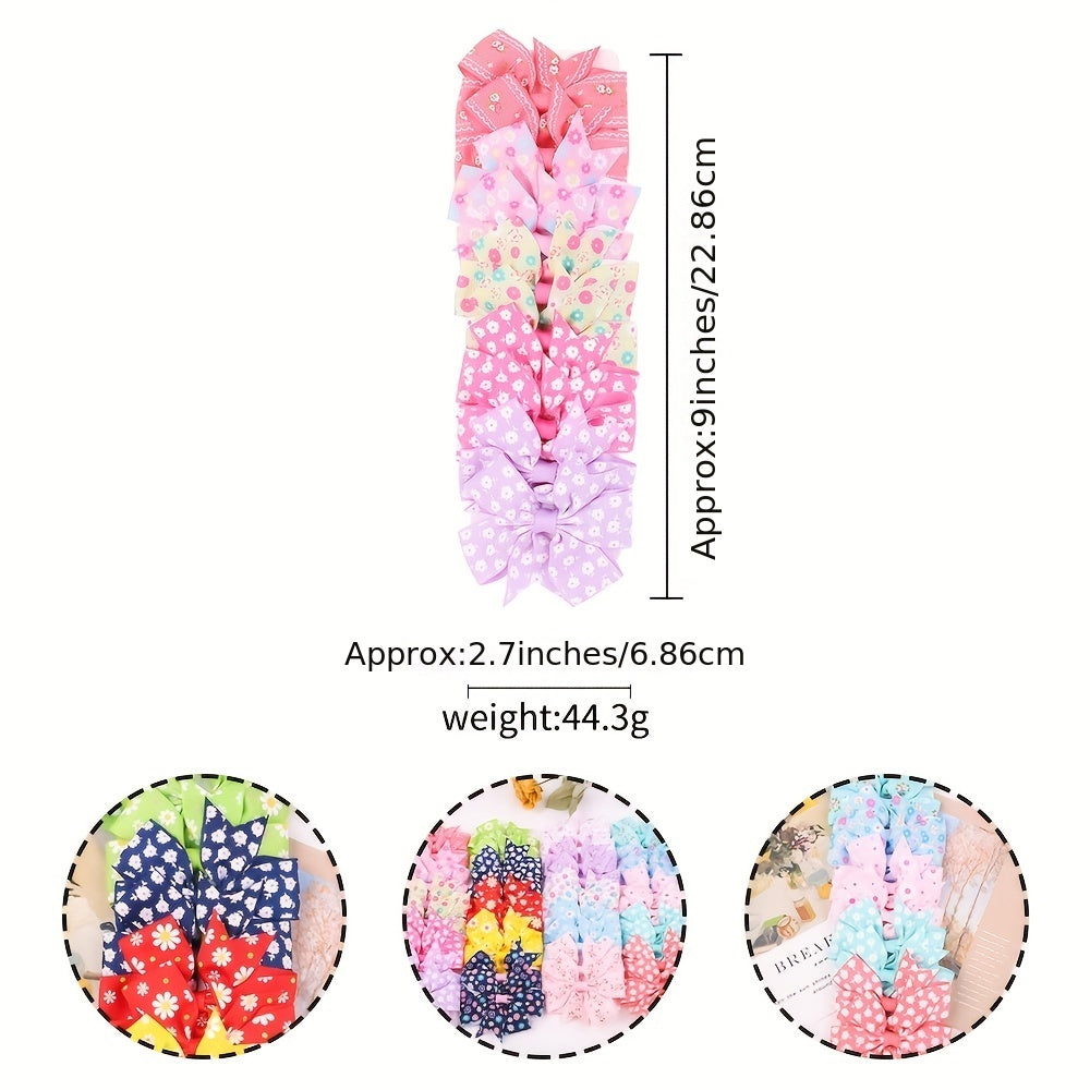 10pcs Floral Bow Hair Clips for Baby Girls