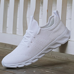 Women's Leisure Knit Material Low Top Sneakers Lightweight Lace Up Sport Shoes