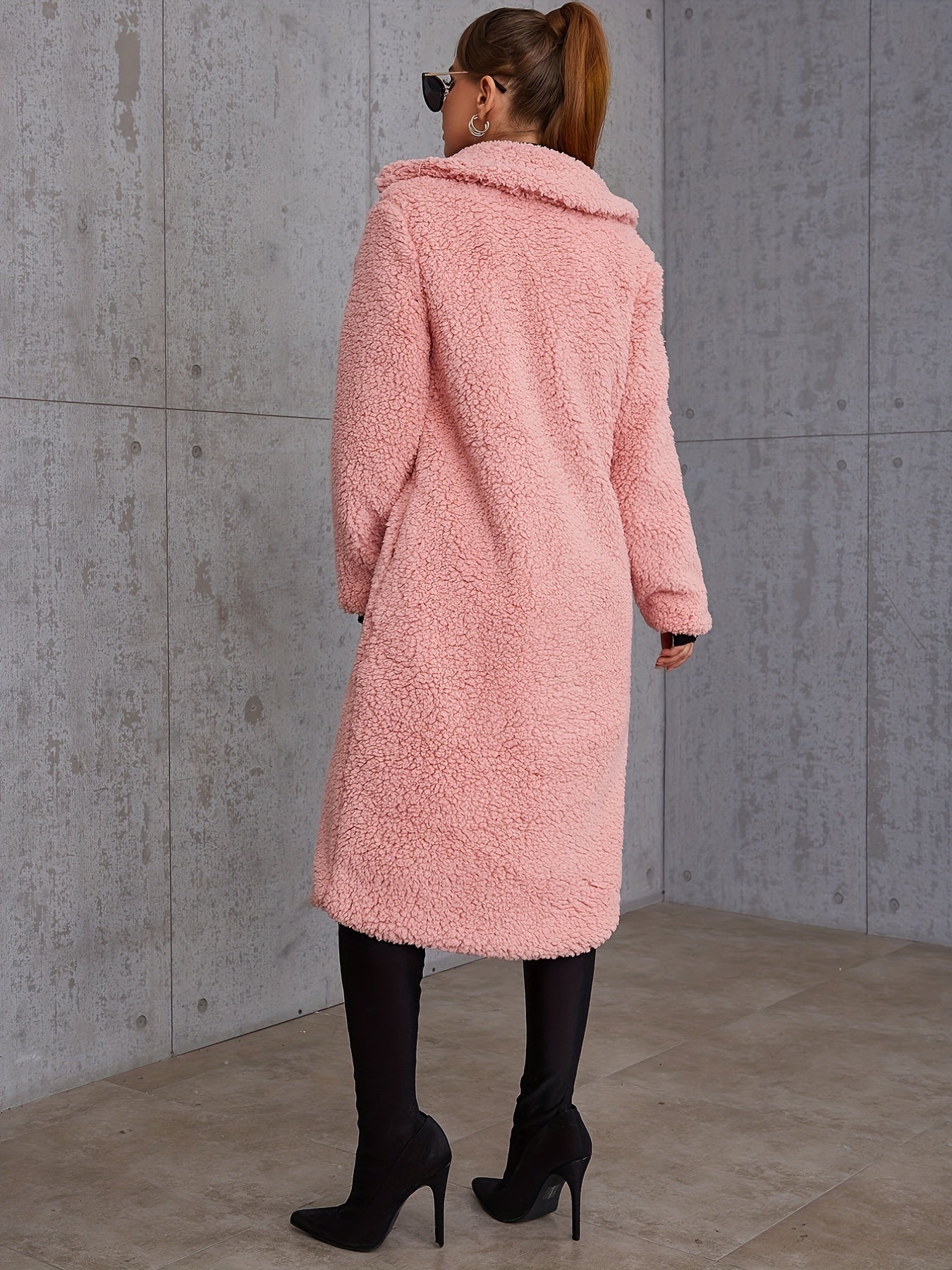 Plush Lapel Neck Coat for Winter Women's Outerwear