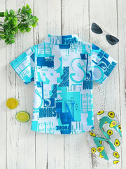 Boys Letter Pattern Short Sleeves Shirt