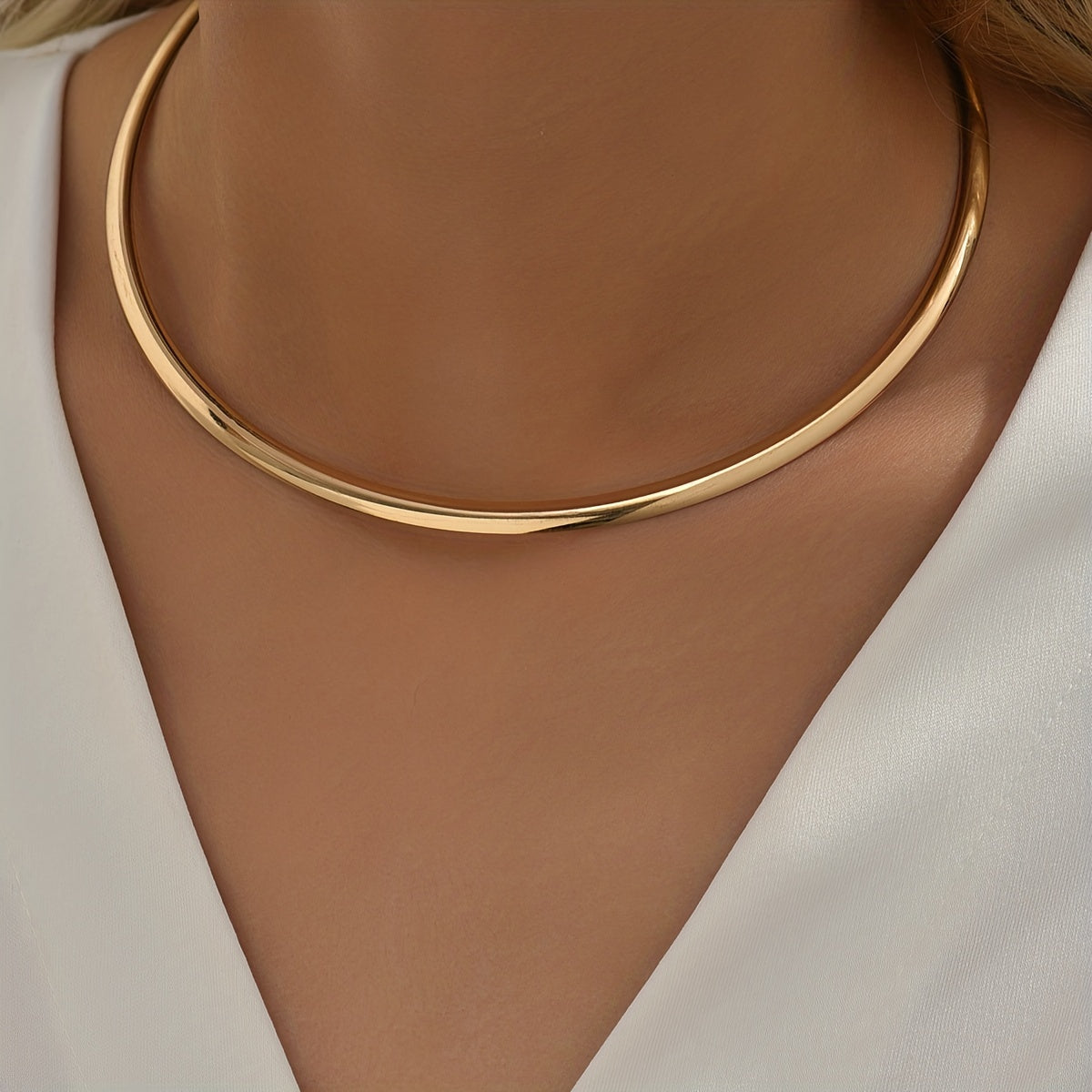 18K Plated Golden Collar Neck Ring Fine Jewelry Choker