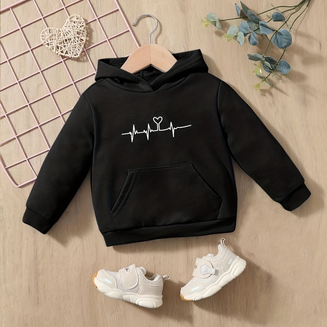 Heartbeat Print Boys Hooded Sweatshirt