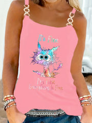 Tank Top Women's Plus Floral Print Metal Strap Tank