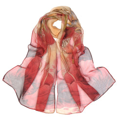 Lotus Pink Floral Print Lightweight Scarf for Women