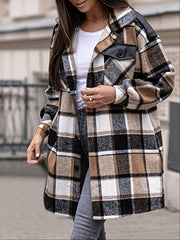 Preppy Plaid Shirt Jacket Button Up Casual Shacket For Spring & Fall Women's