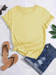 Casual Round Neck Short Sleeve Sports Top Women's Clothing