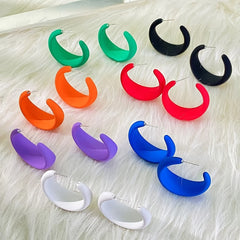 C Shape Bright Hoop Earrings Resin Jewelry Gift