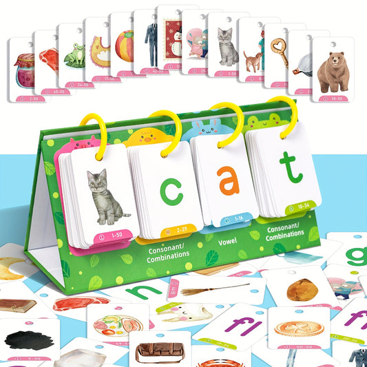 129pcs AOTBLCER CVC Word Flip Chart Double Sided Short Vowel Flashcards