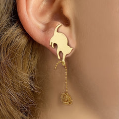 Cat Shape Pendant Stainless Steel Earrings for Kids