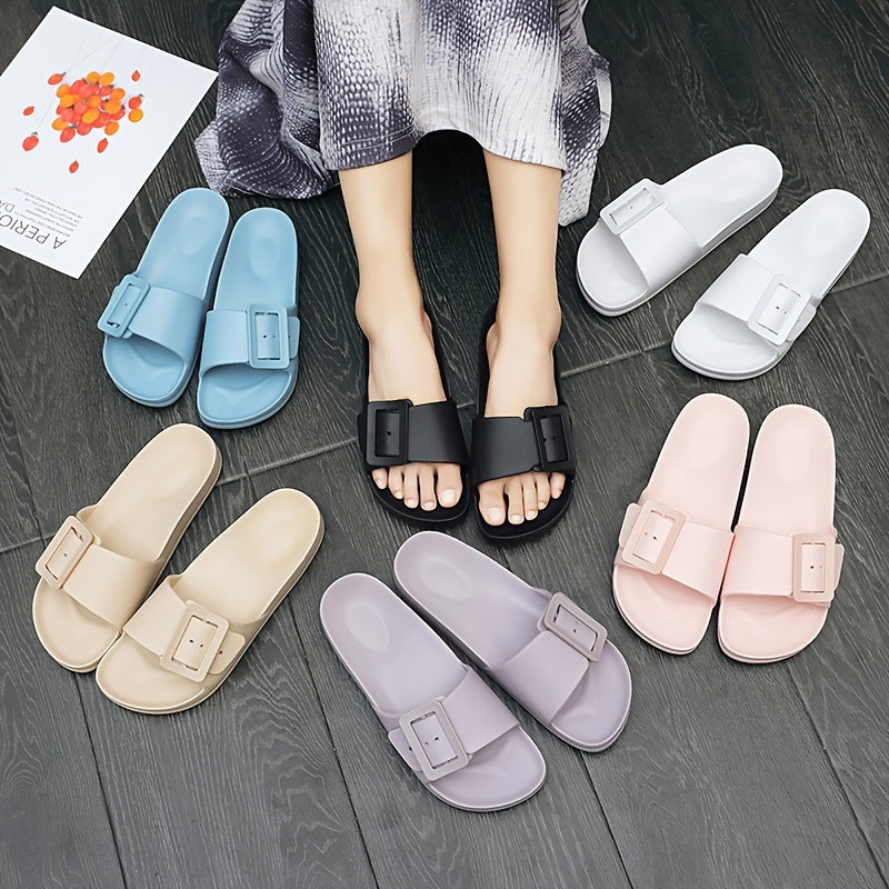 Women's Open Toe Soft Sole Bathroom Slides Non Slip Flat Shoes