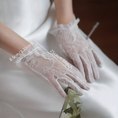 Women's Short Flower Gloves Bridal Lace Gloves Wedding Dress Accessories