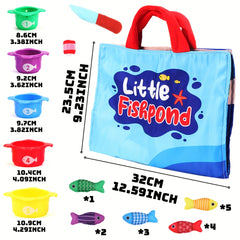 Toddler Fishpond Cloth Fishing Toy Set Safe Polyester Fiber Fish Game