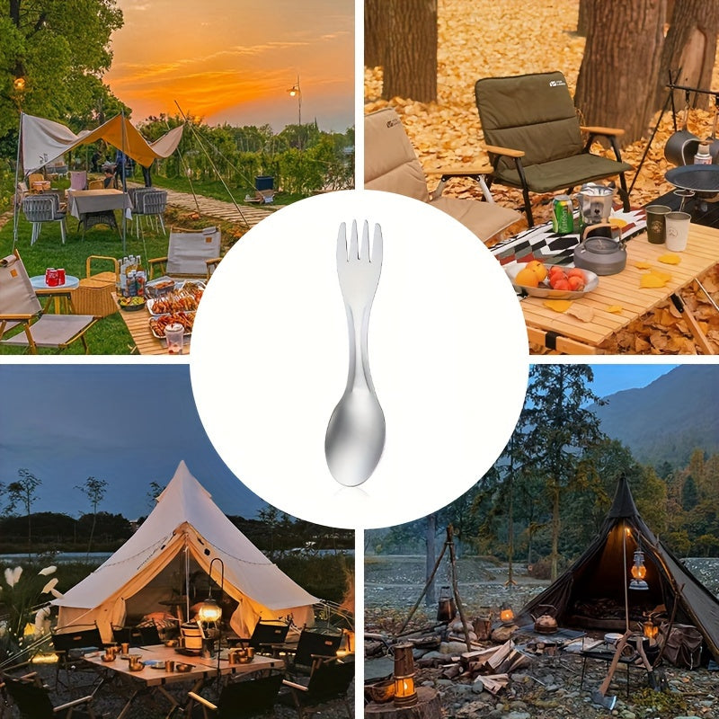 Titanium Stainless Steel 2 In 1 Spoon Fork for Outdoor Travel Camping