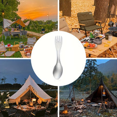 Titanium Stainless Steel 2 In 1 Spoon Fork for Outdoor Travel Camping