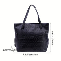 Women's Skull Embossed Tote Bag Large Capacity Shoulder Bag