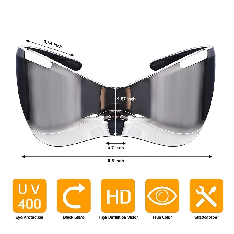 Oversized Y2K Sunglasses Wrap Around Hip Hop Cyberpunk Stylish Eyewear