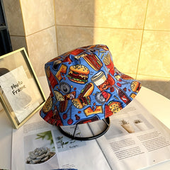 American Cola Hamburger French Fries Hot Dog Fisherman Hat Sunshade