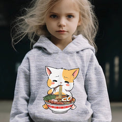 Ramen Kitty Print 2pcs Girls Outfits For Sports Spring