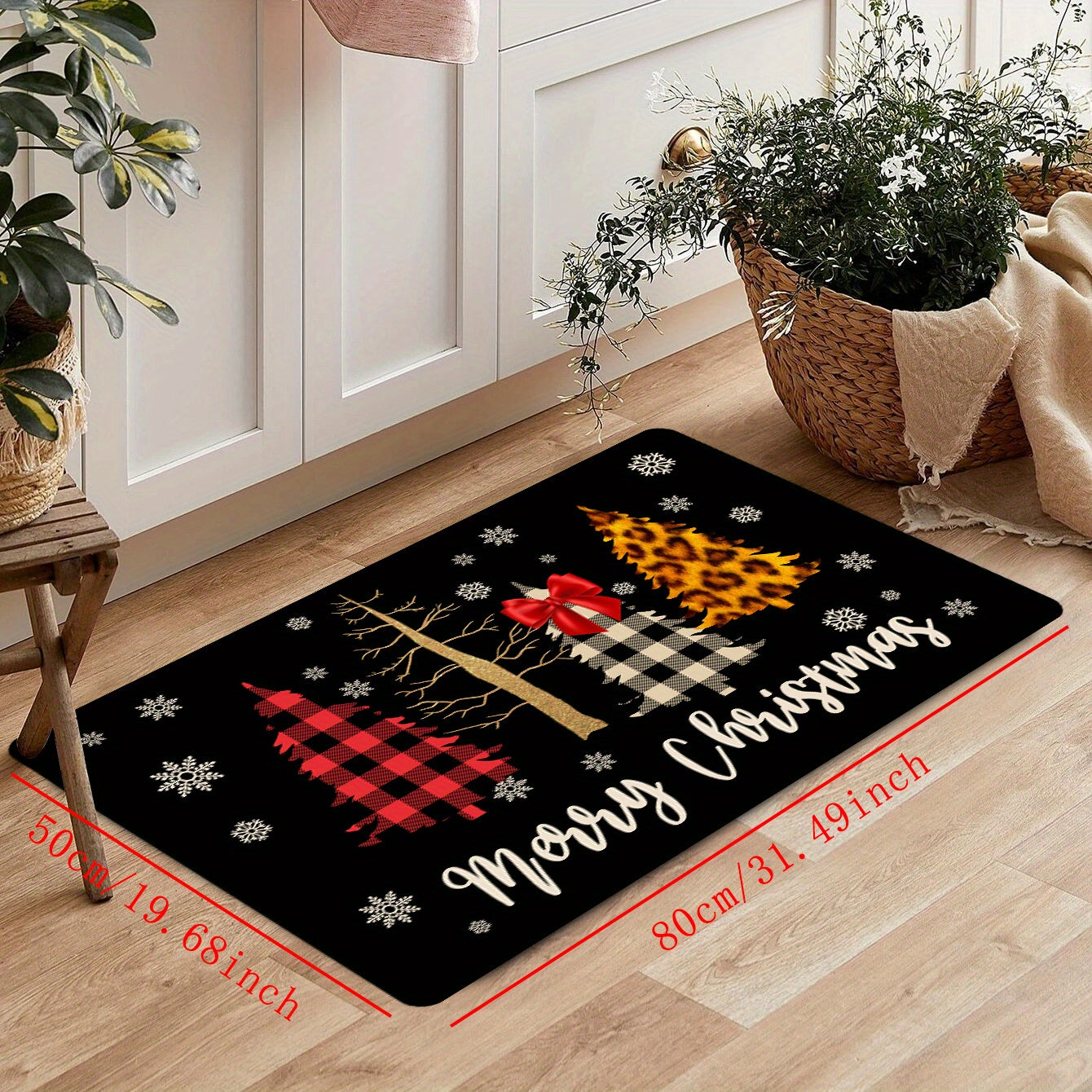 Christmas Gnome Santa Kitchen Mat Anti Slip Hallway Balcon Polyester Carpet