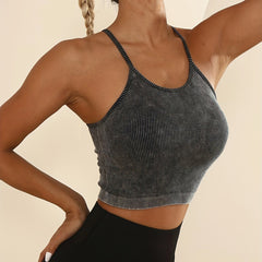 Seamless Sleeveless Backless Racerback Cropped Yoga Tank