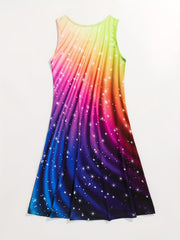 Girls Princess Rainbow Dress Sleeveless Casual Summer Clothing