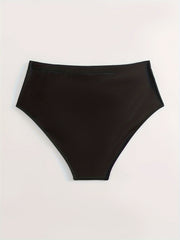 Solid Lace Up Ruched High Rise Swimwear Panty
