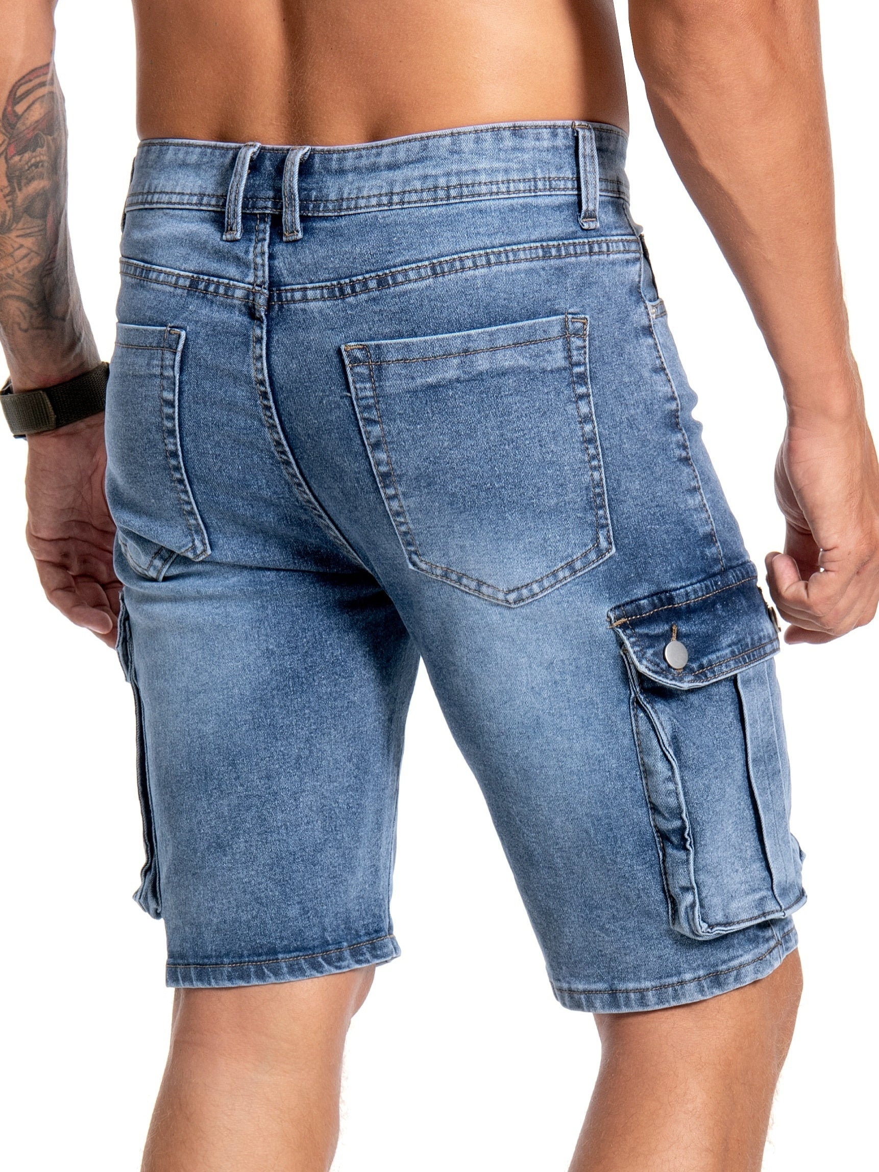 Distressed Denim Shorts Men's Casual Street Style Stretch Denim Shorts