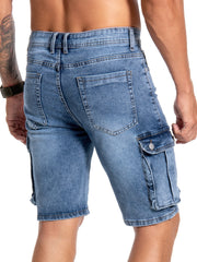 Distressed Denim Shorts Men's Casual Street Style Stretch Denim Shorts