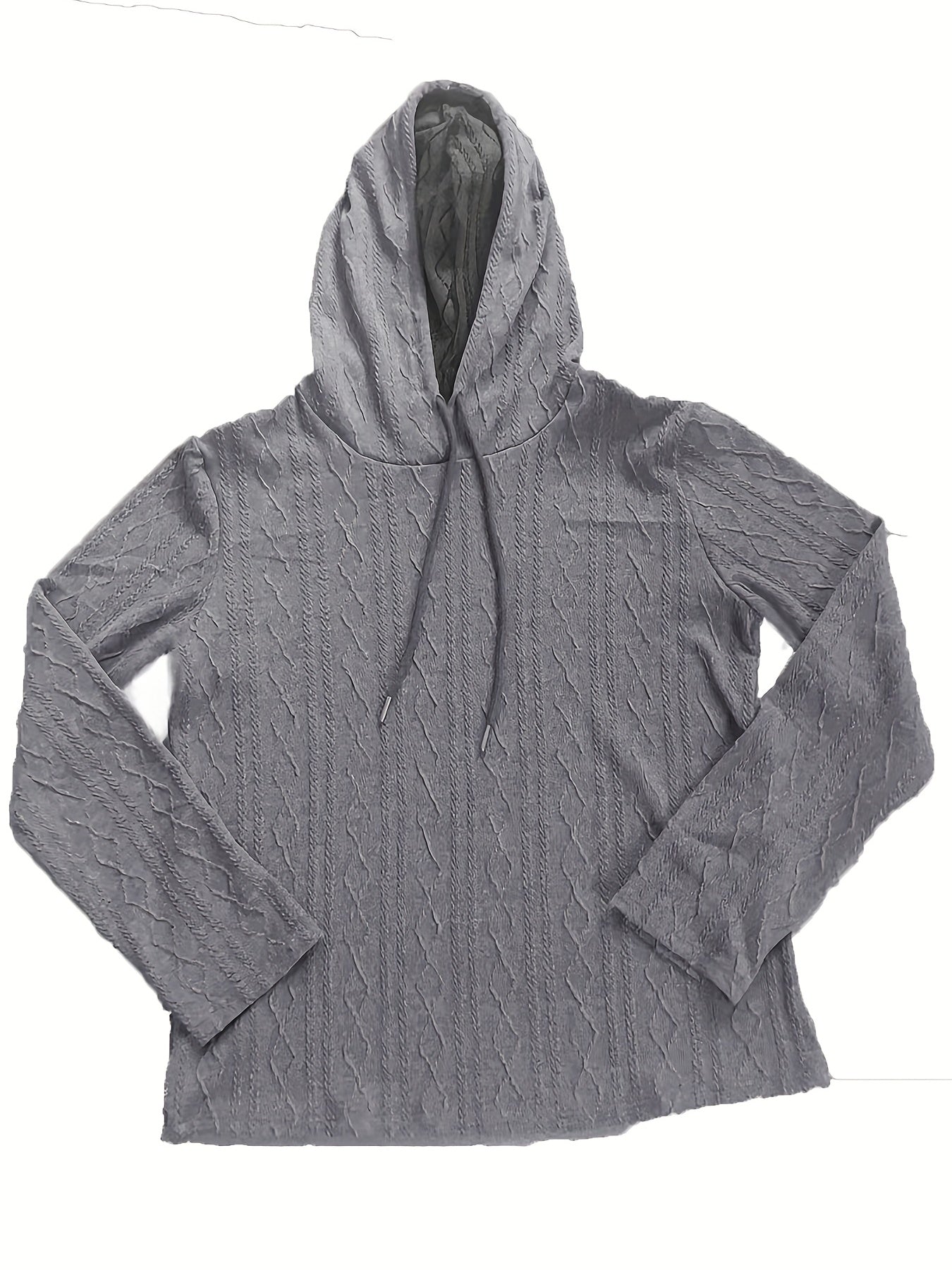 Textured Drawstring Hoodie Long Sleeve Sweatshirt