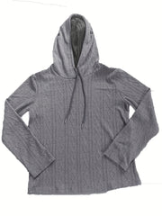Textured Drawstring Hoodie Long Sleeve Sweatshirt