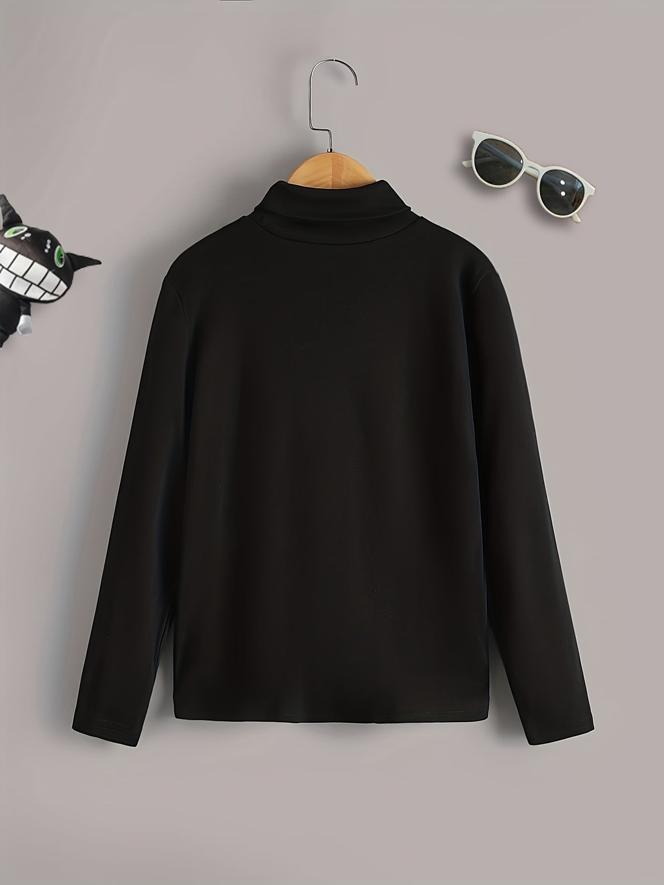 3pcs Boys Solid Sweater Round Neck Long Sleeve Stretch Warm Knit Pullover Top