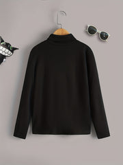 3pcs Boys Solid Sweater Round Neck Long Sleeve Stretch Warm Knit Pullover Top